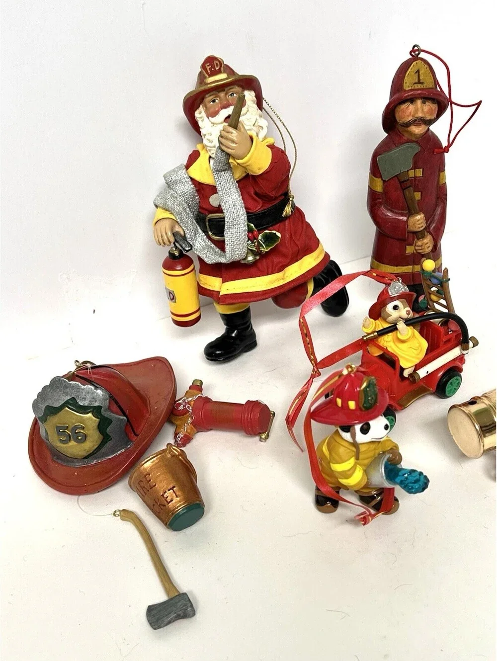 6 Fireman Firefighter Christmas Ornaments Figurine Hallmark Dept 56 Kurt Adler